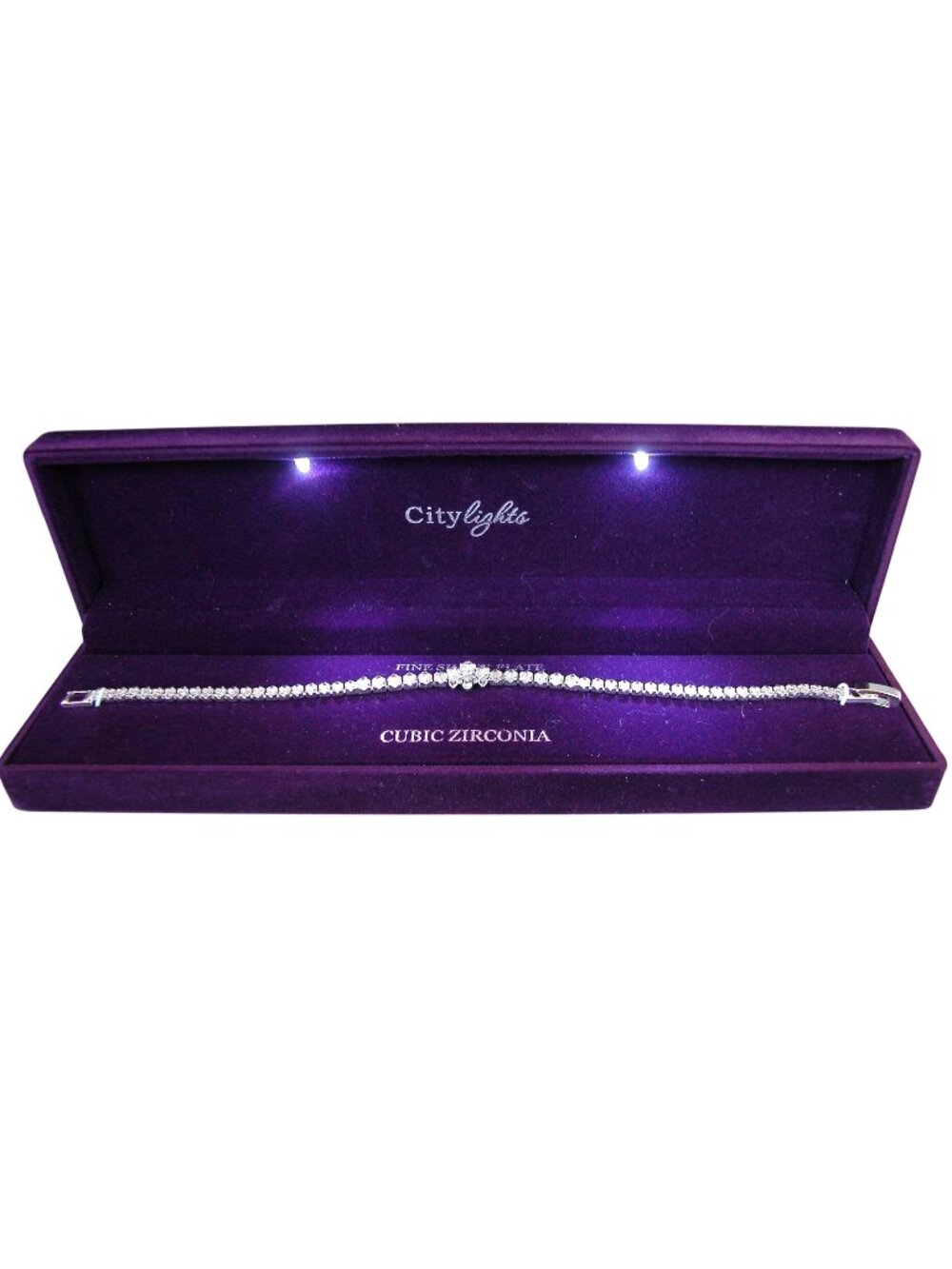 City Lights Cubic Zirconia Tennis Bracelet, Silver Plated